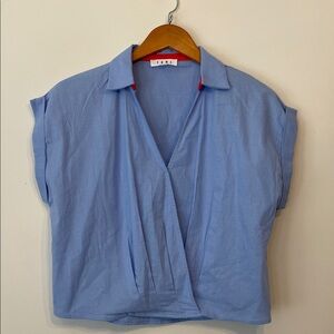 THML Women’s Boxy V-neck Blouse Light Blue M